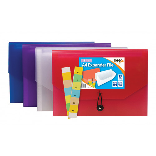 13 Pocket A4 Expander File (Assorted Colours) - Stationery Wholesale