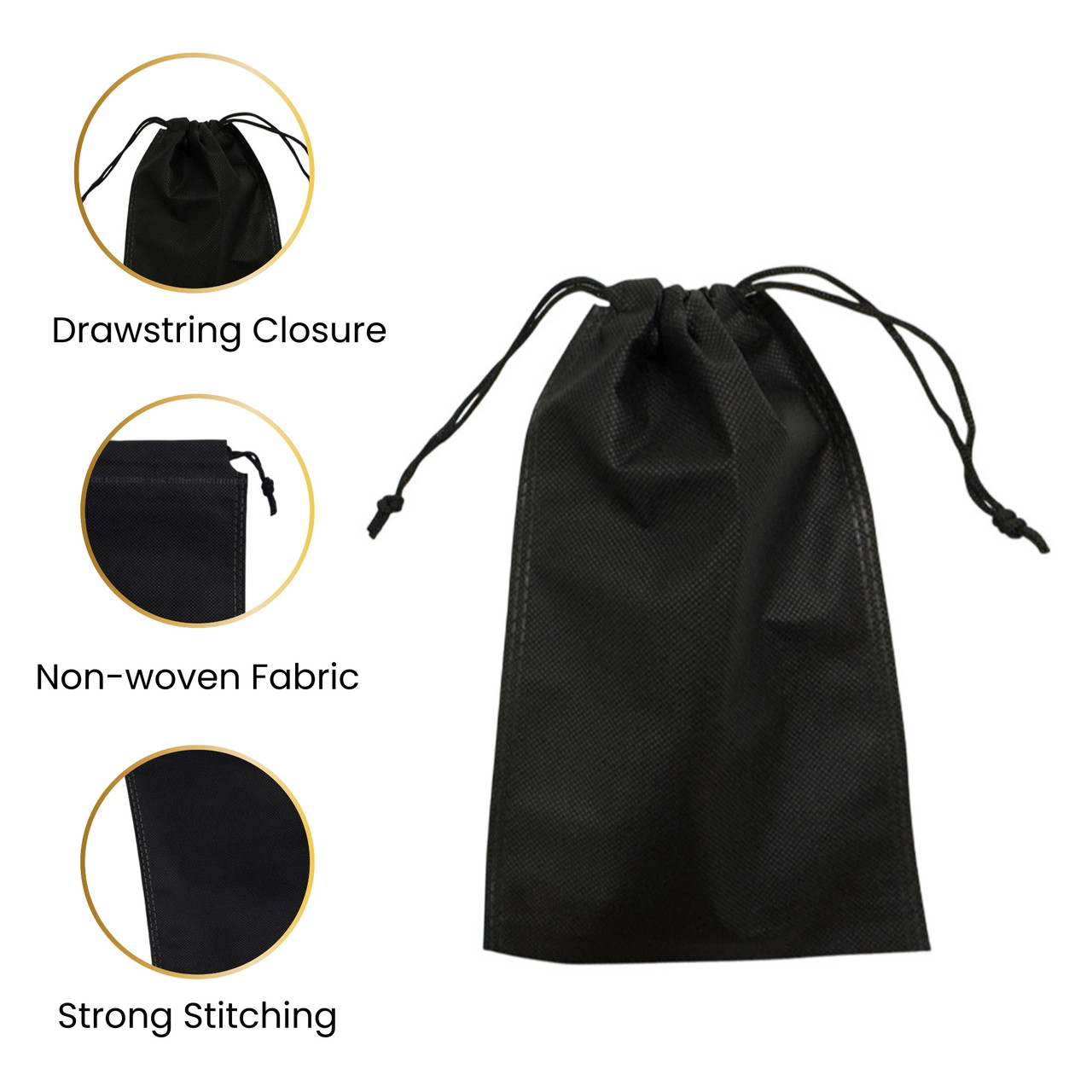 Pack of 25 Grey Coloured 27x20cm Non-Woven Drawstring Bags