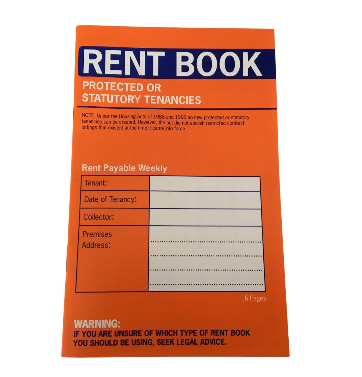 Protected Tenancy Rent Book - Stationery Wholesale