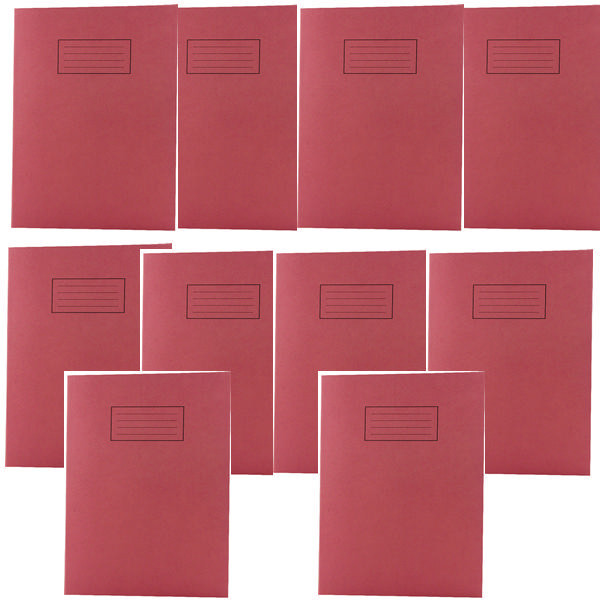 Red Exdercise Book Pack of 100 A4 Red Exercise Books 80 Pages - Feint Ruled with Margin ...