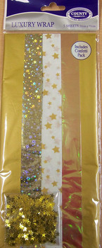 Pack of 5 Gold Coloured Luxury Gift Wraps 50 x 70cm