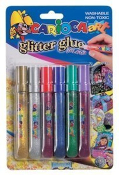 Pack of 6 Carioca Art Glitter Glue Colour NonToxic & Washable