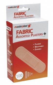 Pack of 100 Masterplast Assorted Fabric Plasters