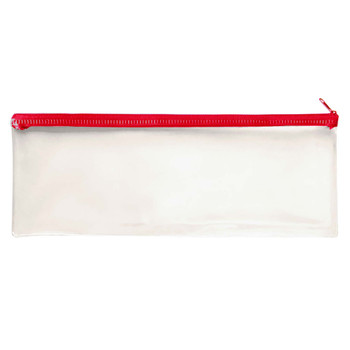 Janrax 13x5" Red Zip Clear Exam Pencil Case