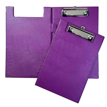 A5 Purple Foldover Clipboard with Pen Holder A5 Purple Foldover Clipboard with Pen Holder