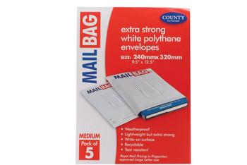 Pack of 5 Medium Strong Polythene Mail Bag Envelopes 240 x 320mm Pack of 5 Medium Strong Polythene Mail Bag Envelopes 240 x 320mm