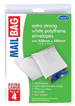 Pack of 4 Extra Large Mail Bags 420 x 500mm Pack of 4 Extra Large Mail Bags 420 x 500mm