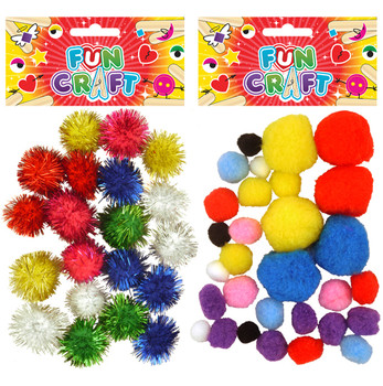 12 Packs of Craft Kit Pom Poms 2 Astd