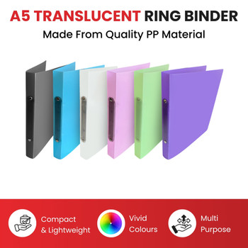 A5 Slim Pink Translucent Ringbinder