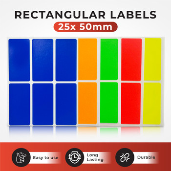 Pack of 48 White 25x50mm Rectangular Labels - Adhesive Stickers Pack of 48 White 25x50mm Rectangular Labels - Adhesive Stickers