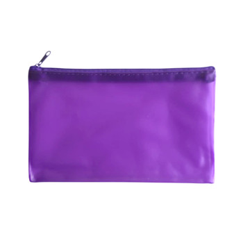 8x5" Frosted Purple Pencil Case - See Through Exam Clear Translucent