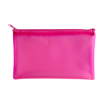8x5" Frosted Pink Pencil Case - See Through Exam Clear Translucent