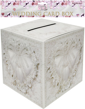 WEDDING CARD BOX W/DESIGN 30CM X 30CM WHITE