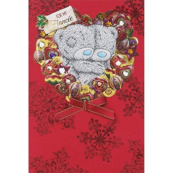 Me to You Christmas Card For My Fiancee Red Ribbon Cover - Tatty Teddy X01MZ043