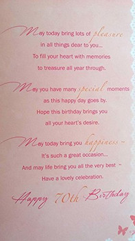 Xpress Special Age 70th Birthday Sentimental Verse 70 Today New Gift Greeting Card