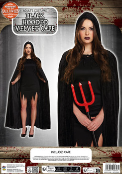 Adult Cape with Hood Black Velvet Fancy Dress Up Costume Adult Cape with Hood Black Velvet Fancy Dress Up Costume