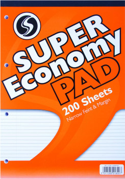 Super Economy A4 Refill Pad - Narrow Lined with Margin - 200 Sheets