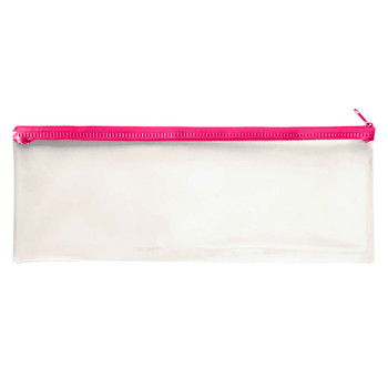 Janrax 13x5" Pink Zip Clear Exam Pencil Case