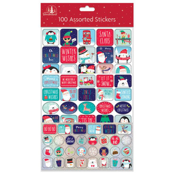 Pack of 100 Assorted Christmas Stickers