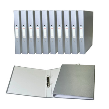Pack of 10 A4 Grey Paper Over Board Ring Binders by Janrax