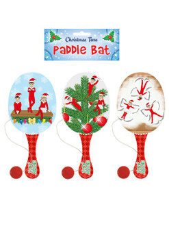 Christmas Elfin Around Wooden Paddle Bat and Ball Games 22cm Christmas Elfin Around Wooden Paddle Bat and Ball Games 22cm