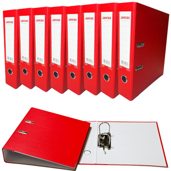 Pack of 10 A4 Red Paperbacked Lever Arch Files by Janrax