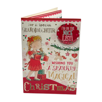 For a Special Granddaughter Sparkly Magical Christmas Card With Badge For a Special Granddaughter Sparkly Magical Christmas Card With Badge