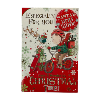 Especially For You Santa's Little Helper Christmas Card With Badge Especially For You Santa's Little Helper Christmas Card With Badge