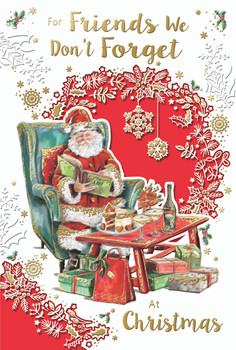 To Friends We Don’t Forget Santa Reading Book Design Christmas Card To Friends We Don’t Forget Santa Reading Book Design Christmas Card