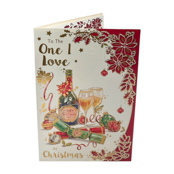 To The One I Love Festive Champagne & Ornaments Christmas Card To The One I Love Festive Champagne & Ornaments Christmas Card