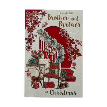 To a Special Brother and Partner Floral Design Christmas Card To a Special Brother and Partner Floral Design Christmas Card