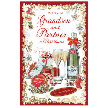 To a Special Grandson and Partner Elegant Christmas Celebration Card To a Special Grandson and Partner Elegant Christmas Celebration Card