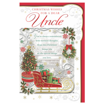 For a Dear Uncle Sleigh With Gifts Design Christmas Card