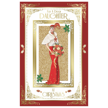 For a Dear Daughter Lady With Bunch of Flower Design Christmas Card