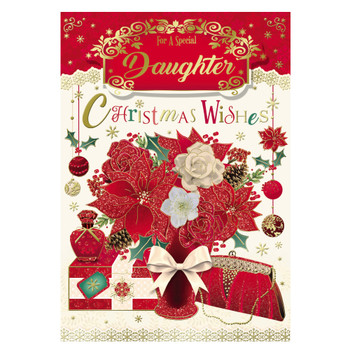 For a Special Daughter Bouquet of Red Poinsettias Design Christmas Card For a Special Daughter Bouquet of Red Poinsettias Design Christmas Card
