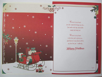 With Love To My Husband Sleigh With Gifts Design Glitter Finished Christmas Card With Love To My Husband Sleigh With Gifts Design Glitter Finished Christmas Card
