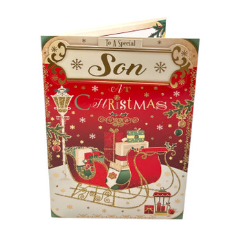 To a Special Son Sleigh With Gifts Design Christmas Card To a Special Son Sleigh With Gifts Design Christmas Card