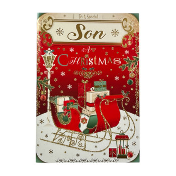 To a Special Son Sleigh With Gifts Design Christmas Card To a Special Son Sleigh With Gifts Design Christmas Card