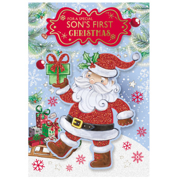 Santa With Gift Design For a Special Son's 1st Christmas Card Santa With Gift Design For a Special Son's 1st Christmas Card