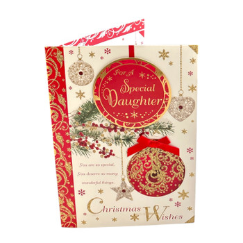 For a Special Daughter Hanging Decorative Baubles Design Christmas Card For a Special Daughter Hanging Decorative Baubles Design Christmas Card
