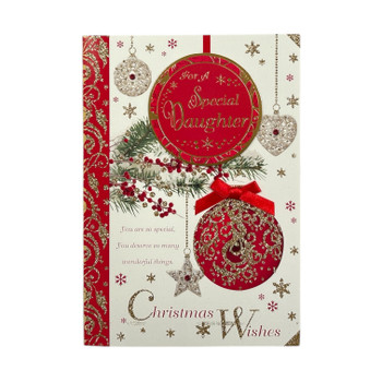 For a Special Daughter Hanging Decorative Baubles Design Christmas Card For a Special Daughter Hanging Decorative Baubles Design Christmas Card