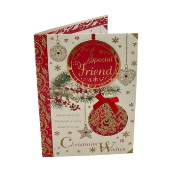 For a Special Friend Hanging Decorative Baubles Design Christmas Card For a Special Friend Hanging Decorative Baubles Design Christmas Card