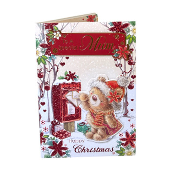 To a Special Mum Teddy At Mail Box Design Christmas Card To a Special Mum Teddy At Mail Box Design Christmas Card