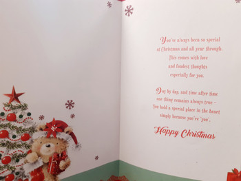Especially For You Teddy With Stocking and Gift Design Christmas Card Especially For You Teddy With Stocking and Gift Design Christmas Card