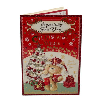Especially For You Teddy With Stocking and Gift Design Christmas Card Especially For You Teddy With Stocking and Gift Design Christmas Card