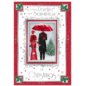 For Daughter and Son In Law Lovely Couple With Snowy Scene Design Christmas Card For Daughter and Son In Law Lovely Couple With Snowy Scene Design Christmas Card