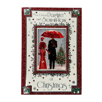 For Daughter and Son In Law Lovely Couple With Snowy Scene Design Christmas Card For Daughter and Son In Law Lovely Couple With Snowy Scene Design Christmas Card