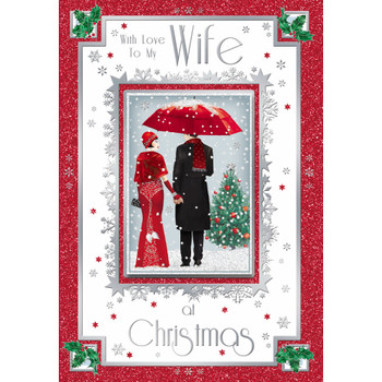 To Wife Lovely Couple With Snowy Scene Design Christmas Card To Wife Lovely Couple With Snowy Scene Design Christmas Card