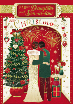 To Daughter and Son In Law Beautiful Couple Enjoying Fireworks Design Christmas Card To Daughter and Son In Law Beautiful Couple Enjoying Fireworks Design Christmas Card