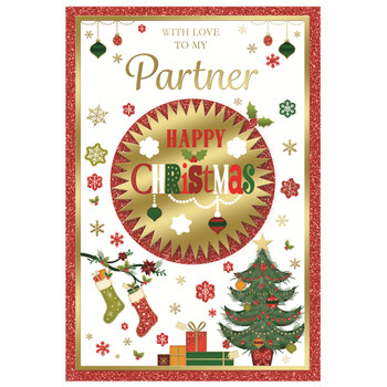 With Love To My Partner Gold Frame Design Christmas Card With Love To My Partner Gold Frame Design Christmas Card